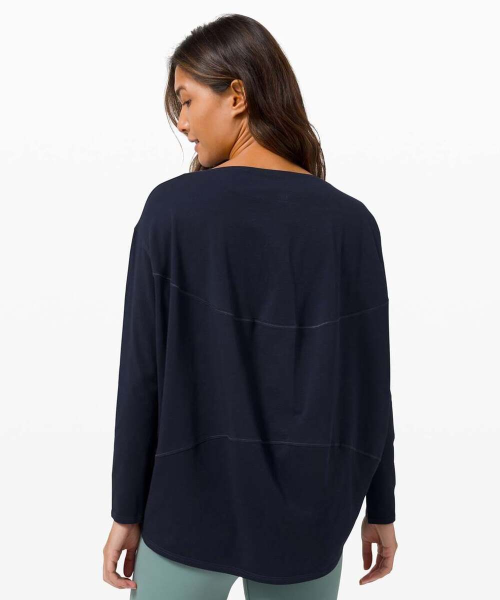 Lululemon Back in Action Long Sleeve Shirt True Navy Size 16 Pima Cotton